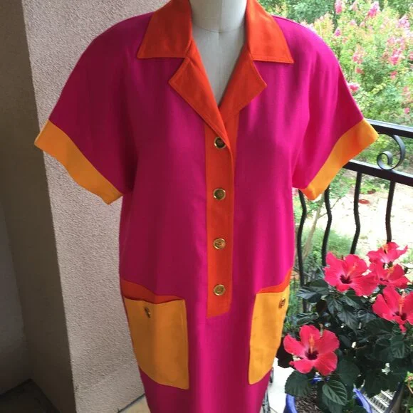 Vintage Tailored NR1 Color Block Shirtwaist Dress - Picture 10 of 15
